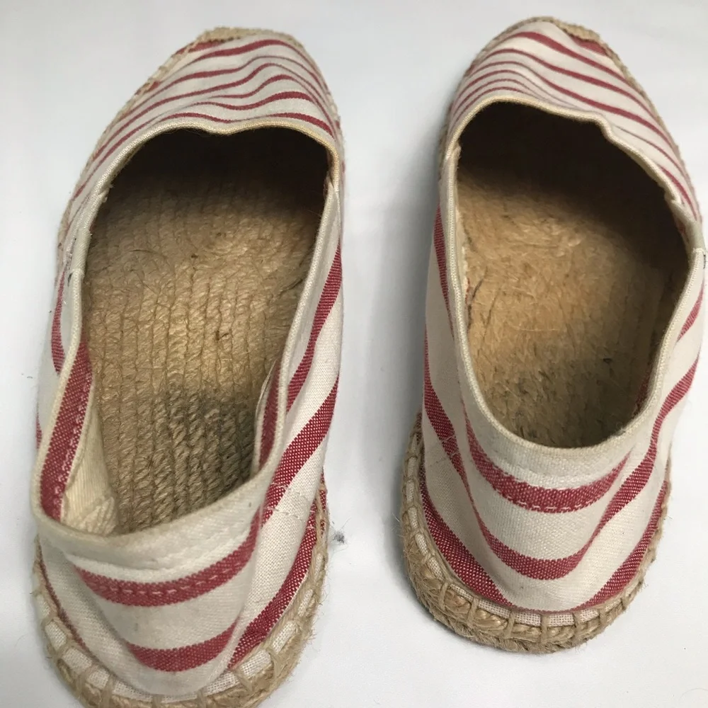 Soludos Red Stripe Espadrilles Slip On Canvas Shoes Size 8